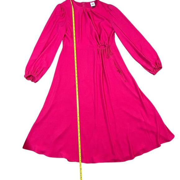 CAbi Delight Midi Dress Fuchsia Hot Pink Cutout Tie Waist Size Small #6578 - Picture 5 of 9